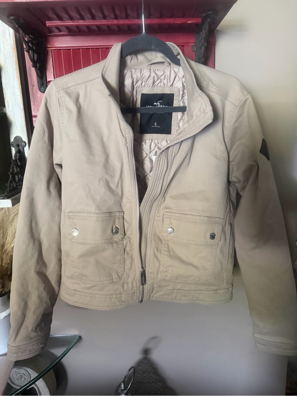 Hollister Beige Lightweight Jacket - Zip Front